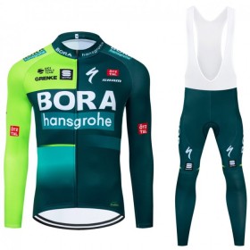 Cykeltøj Langærmet + Bib Cykelbukser 2024 BORA-Hansgrohe Grøn